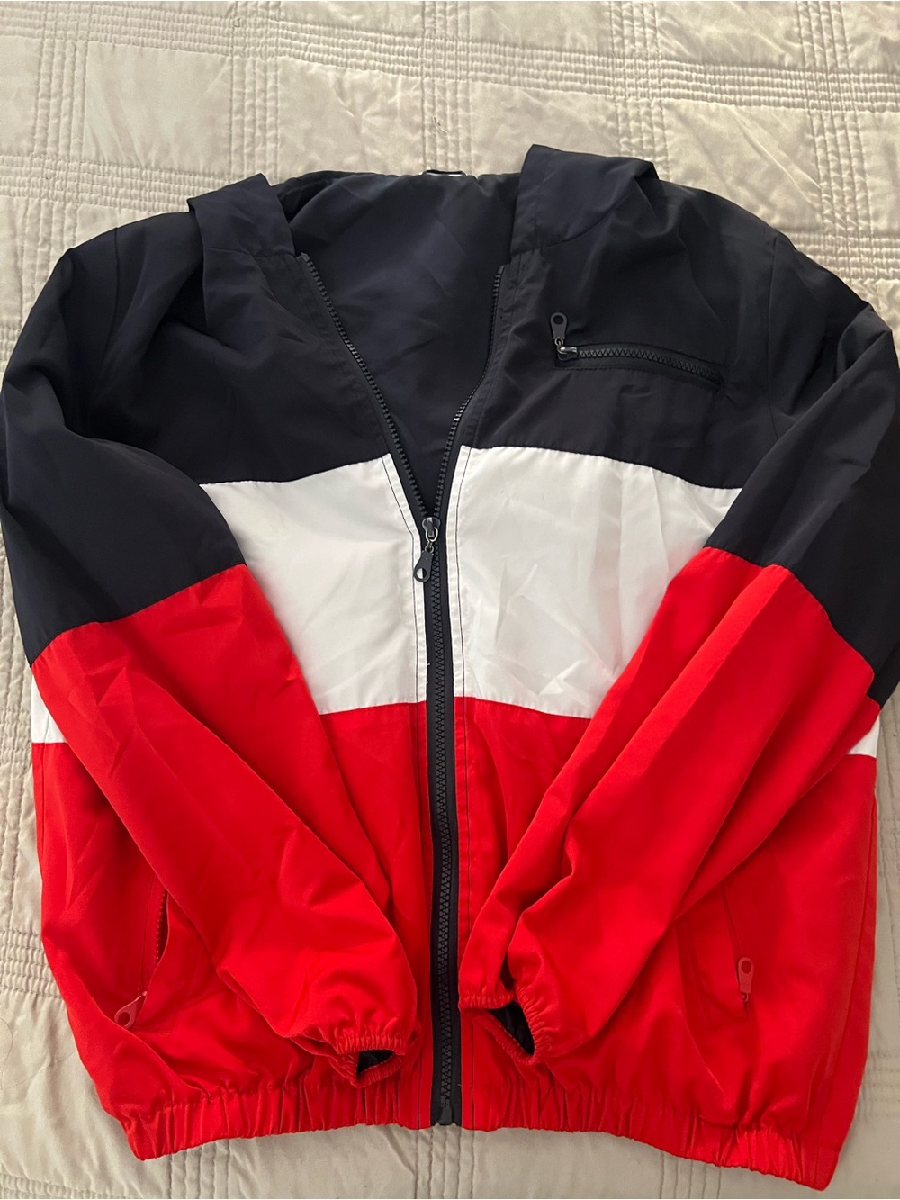 Brandy Melville Black, White & Red Colorblock Bomber Jacket